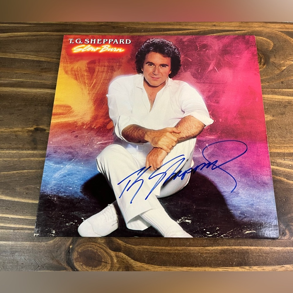 T.G. Sheppard “SLOW BURN” Album Authentic Signed Autographed LP Vinyl Record